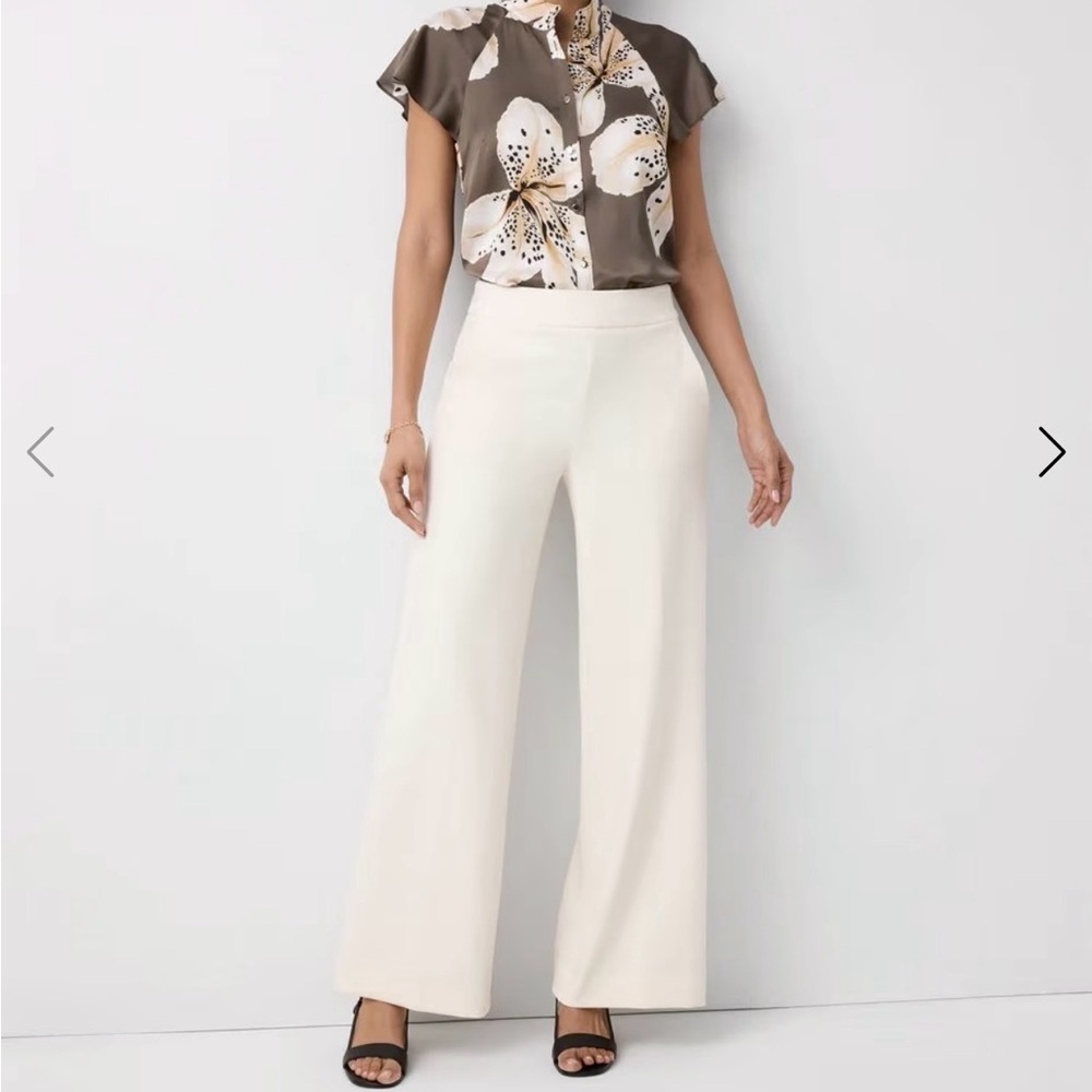 LE CHATEAU Work Dress Flared Pants Cream Y2K White Made in Canada! NWT Women 2